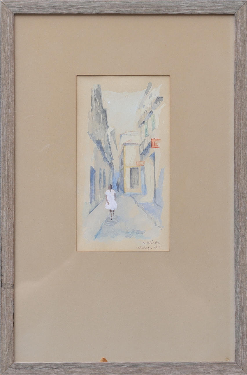 STIG WIRDE. gouache, «Málaga», firmado y fechado - 53.
