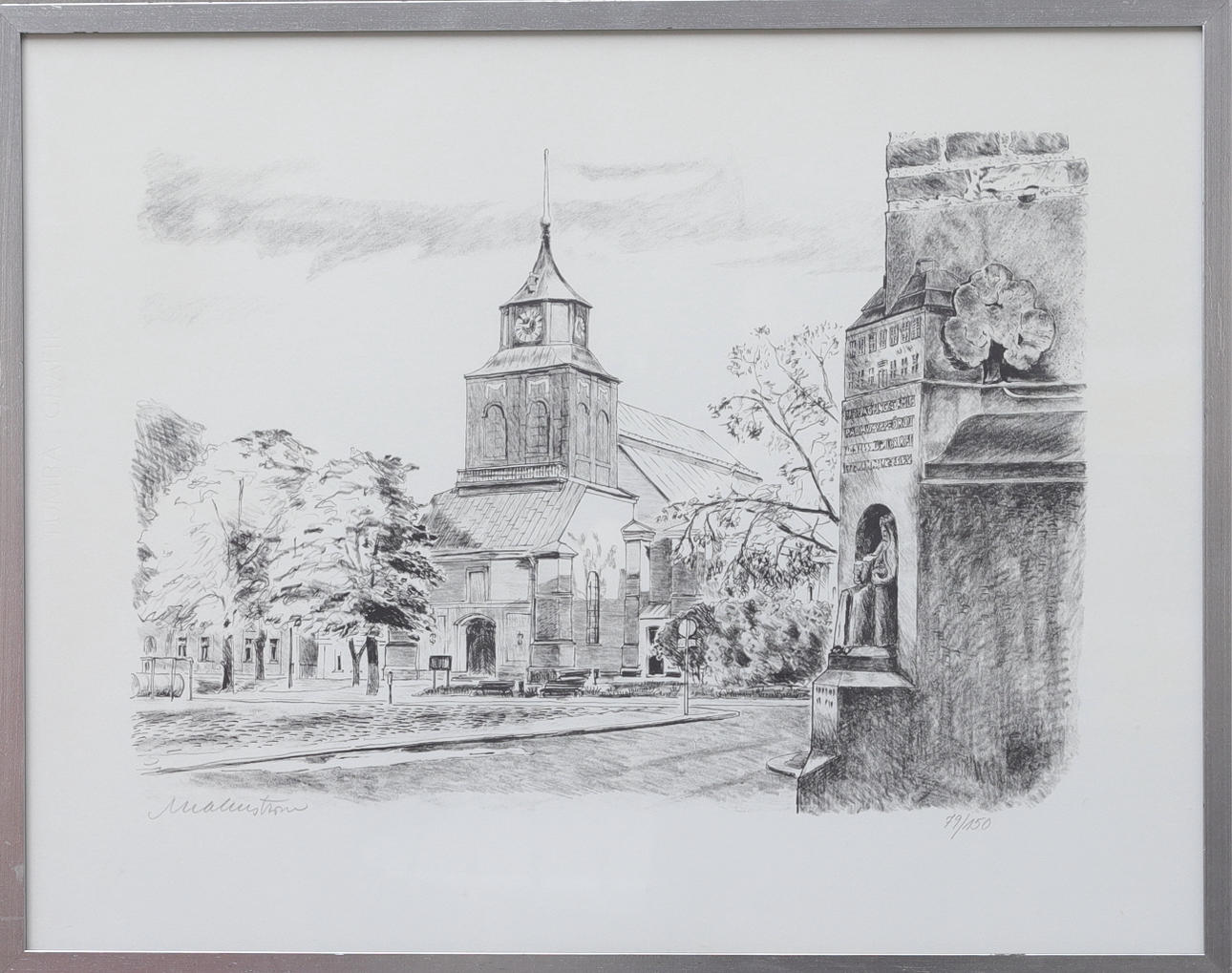 ROGER MALMSTRÖM. lithograph, Hedvig's Church/Gamla Torget, Norrköping, signed and numbered 79/150.