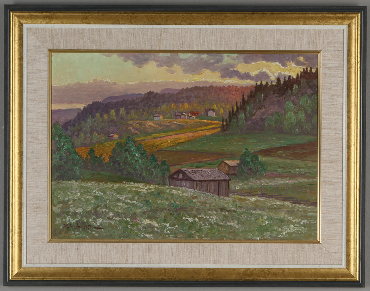 OSCAR LYCKE. Landskap, olja på pannå, signerad.