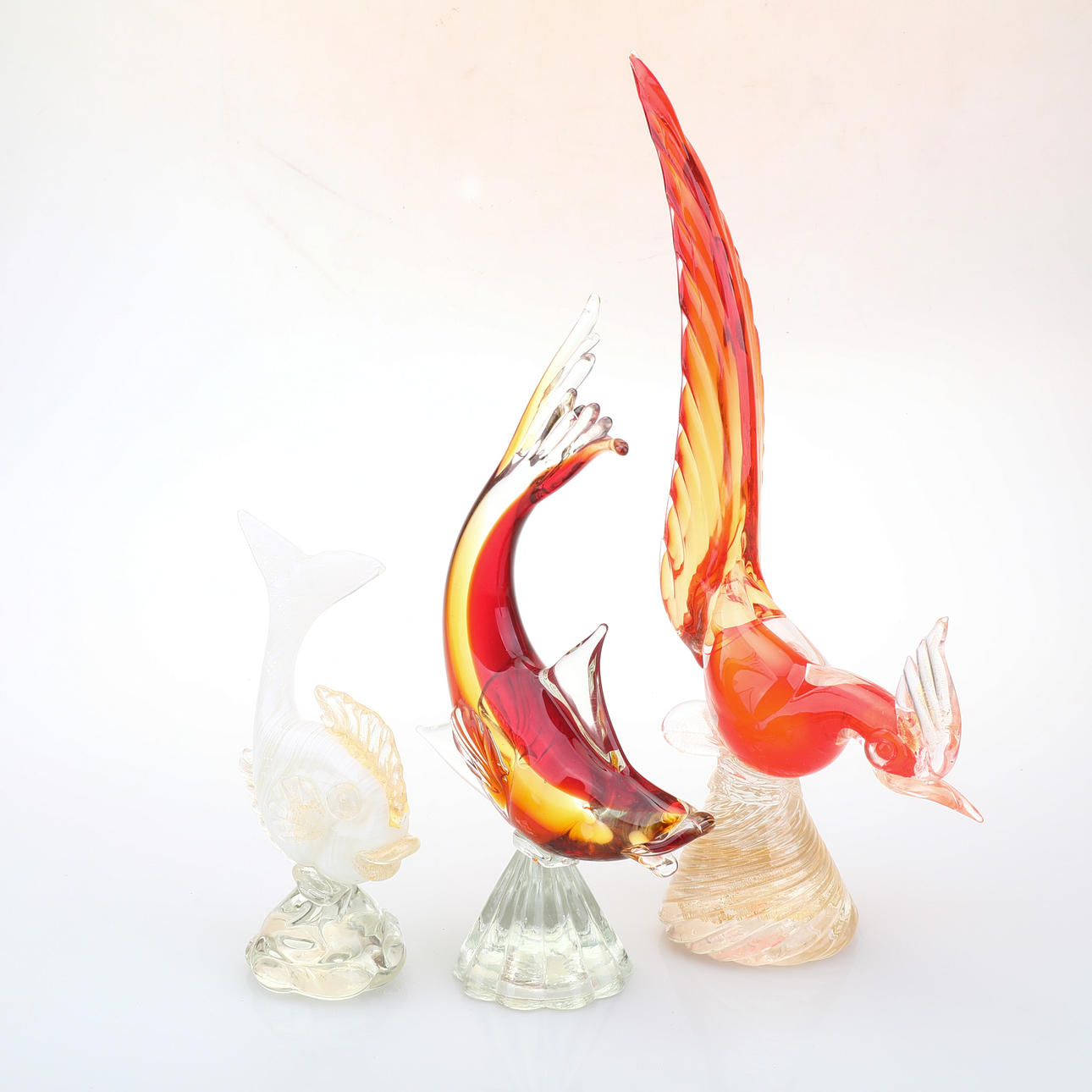 Tres figuras de cristal, Murano, Italia.