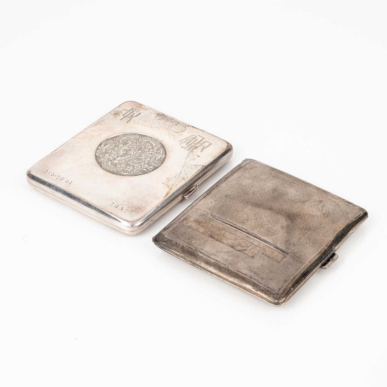 Two silver cigarette cases, including Thune, Oslo, 1930s.