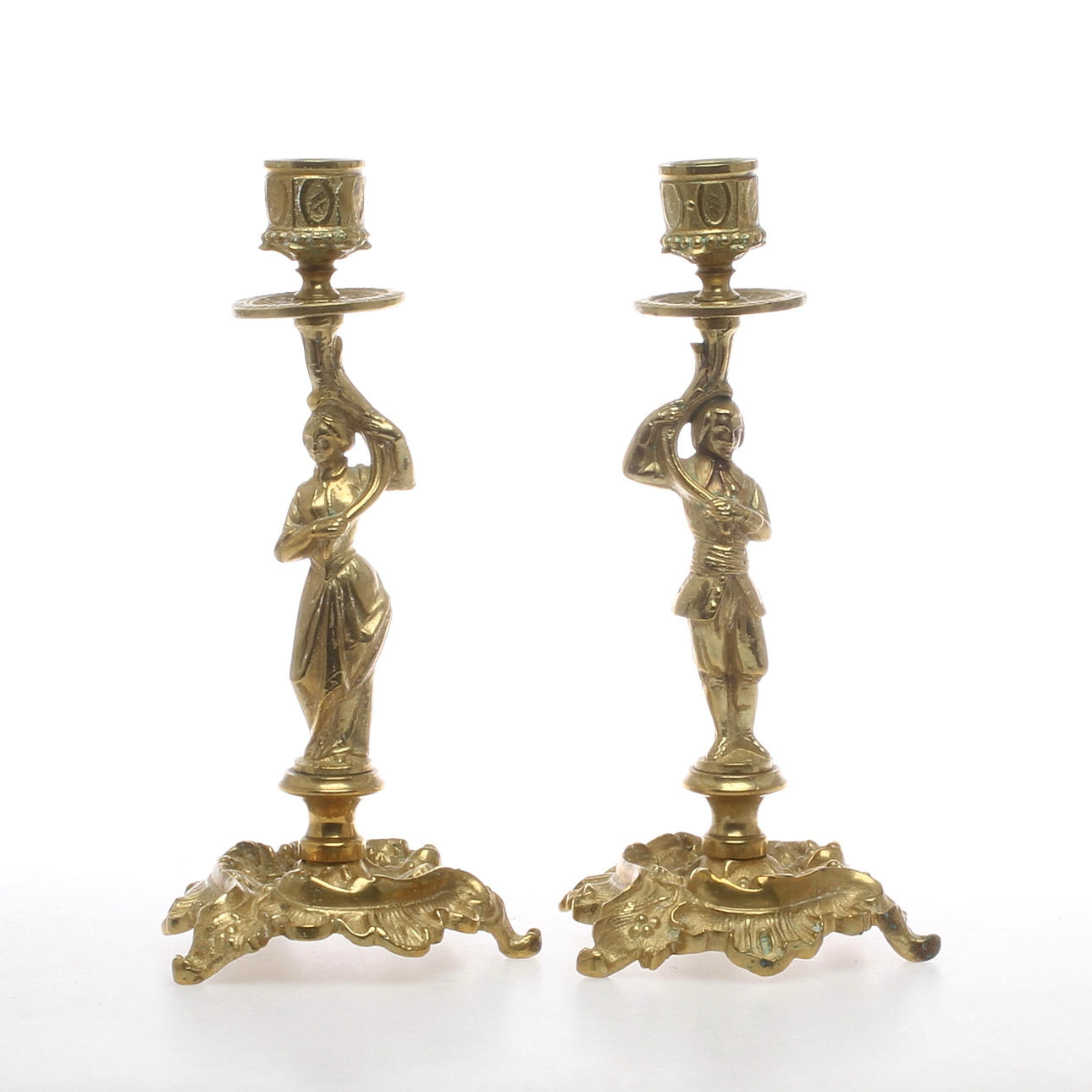 LJUSTAKAR, 1 par, mässing, 1900-tal.