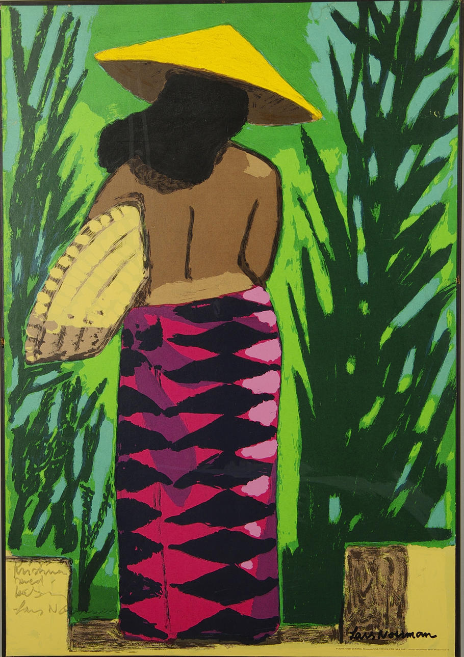 LARS NORRMAN. "Flicka med sarong, Malaysia", multitryck för IKEA 1971.