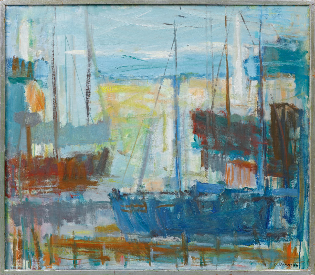 ELVINE OSTERMAN. „Boote“, Öl auf Leinwand, signiert.