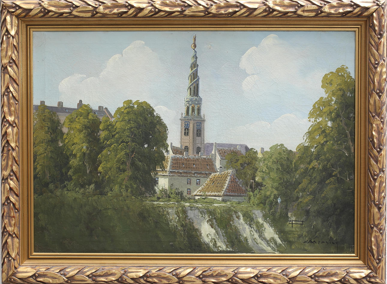 OIDENTIFIERAD KONSTNÄR, stadsmotiv, olja på duk, signerad Morsing.