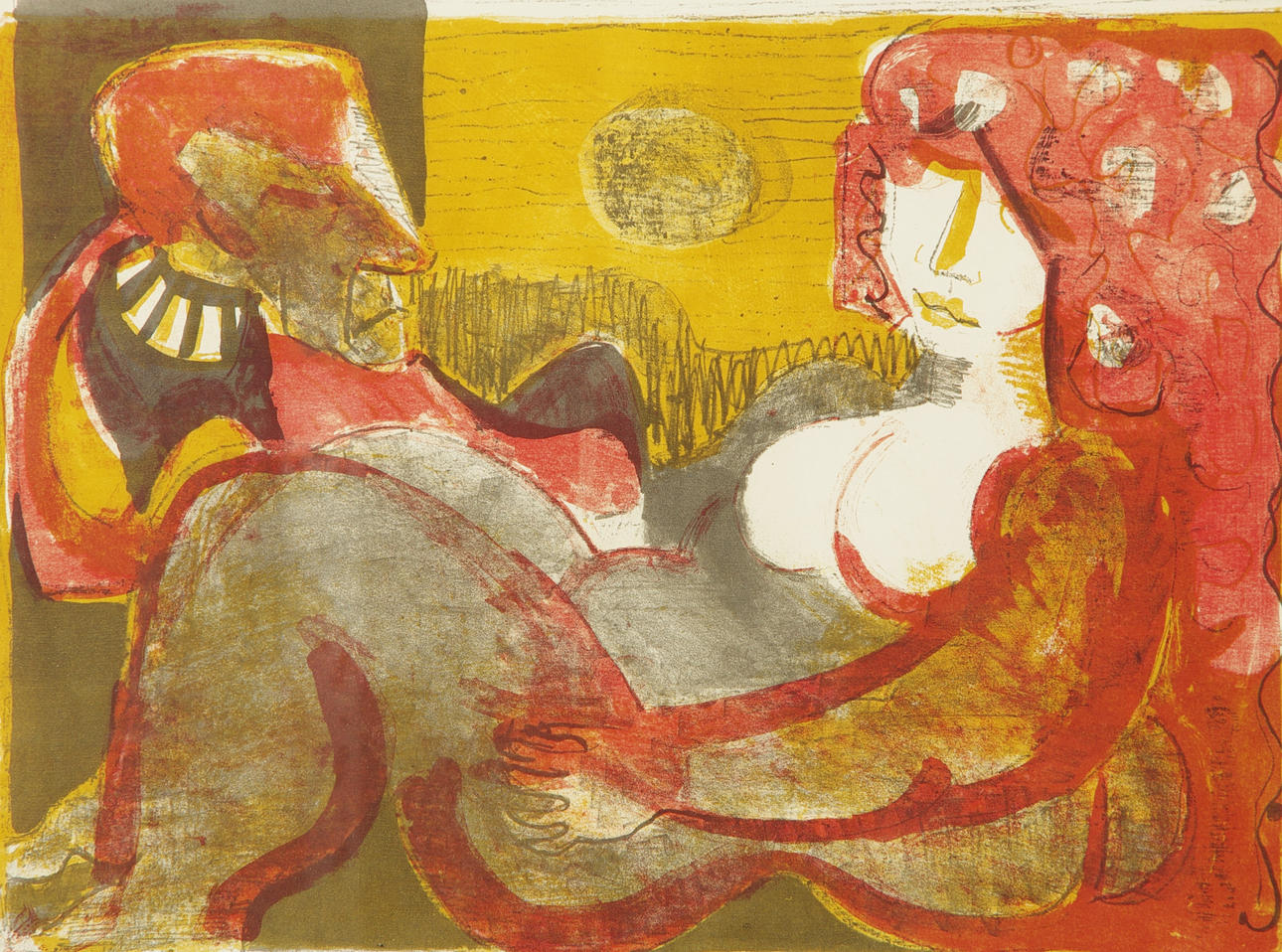 LENNART ROSENSOHN. Kungen och skökan, färglitografi, signerad Rosensohn.