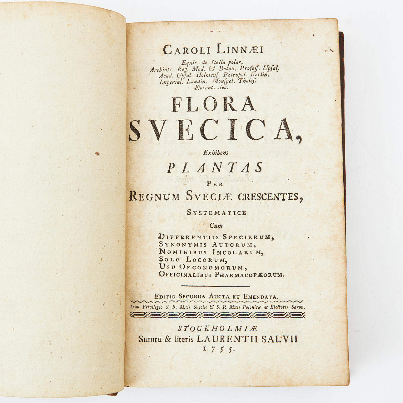 LINNAEUS, FLORA SVECICA, SECOND EDITION, 1755.