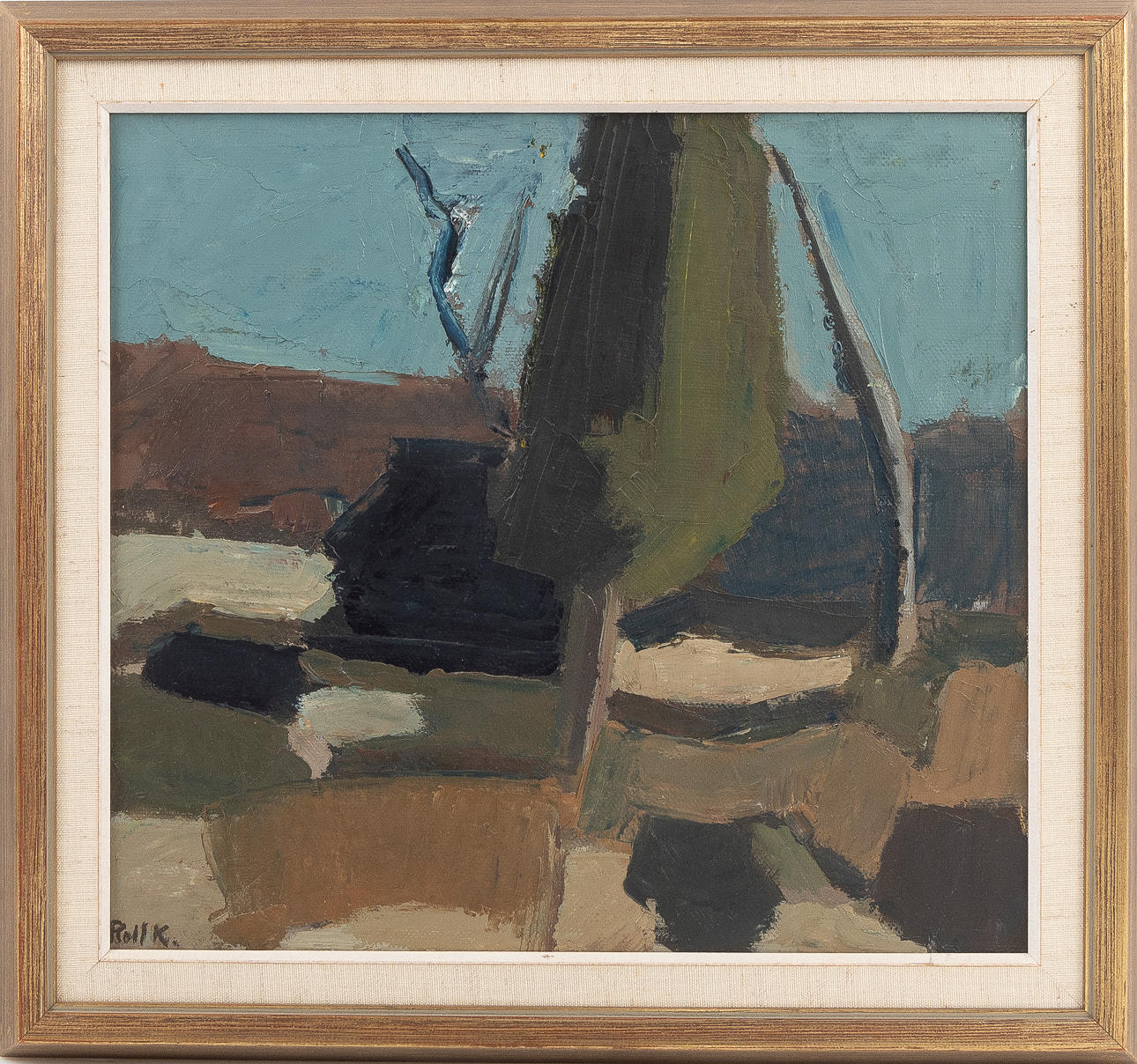 ROLF INGVAR KARLSSON. Oil on panel “Juniper bushes” signed Rolf K.