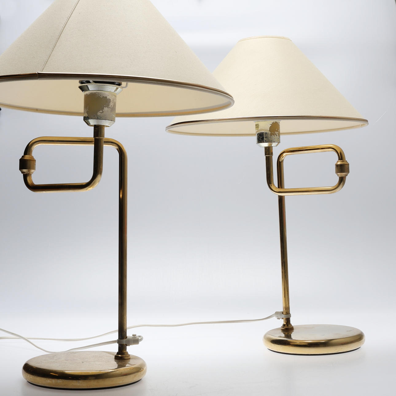 TABLE LAMPS. 1 pair, yellow metal, RAF.