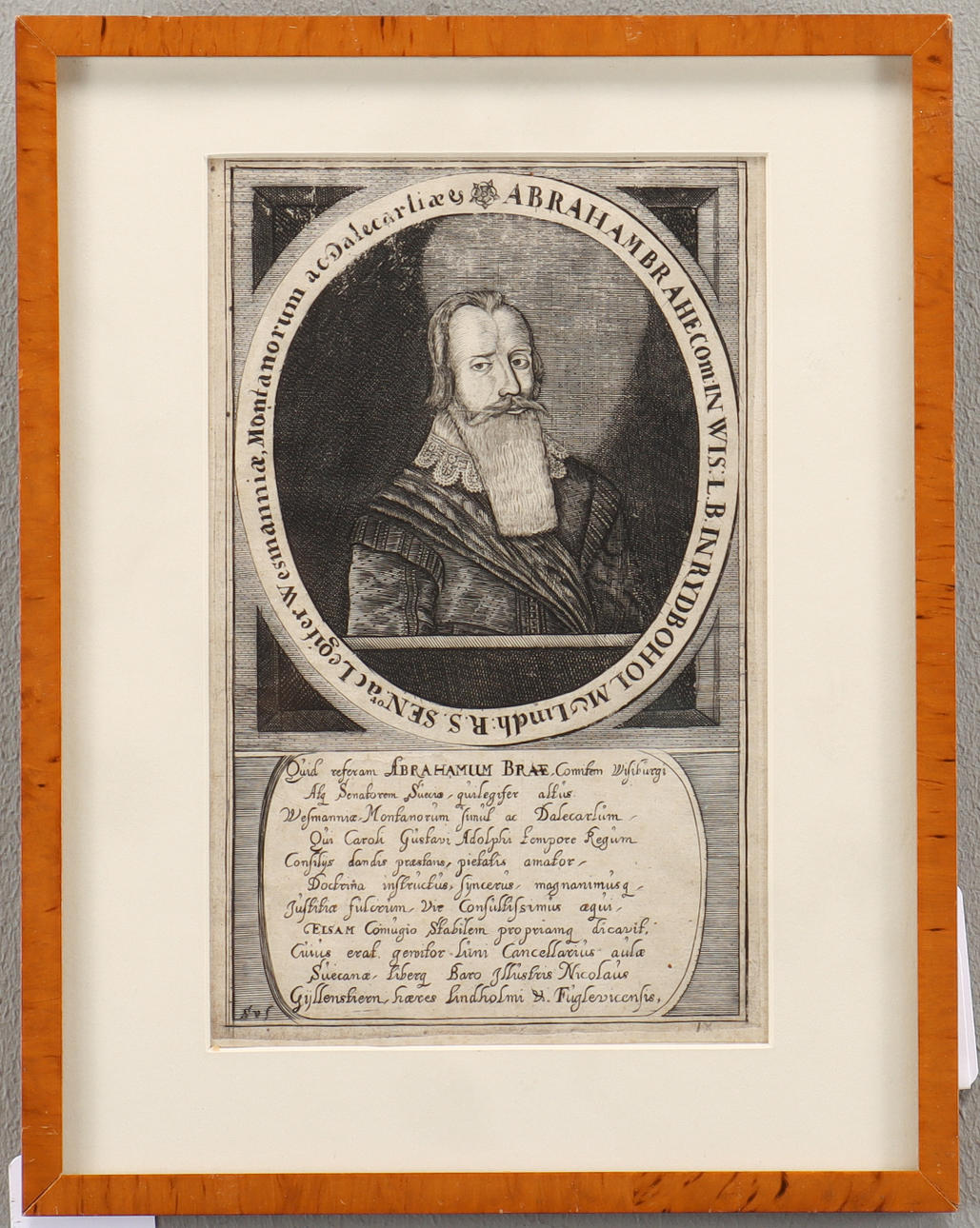 COPPERSTICK depicting Abraham Brahe Rydboholm Castle, copper plate executed by Sigismund von Vogel 1647.Signed Sv.f (Sigismund Vogel fecit).