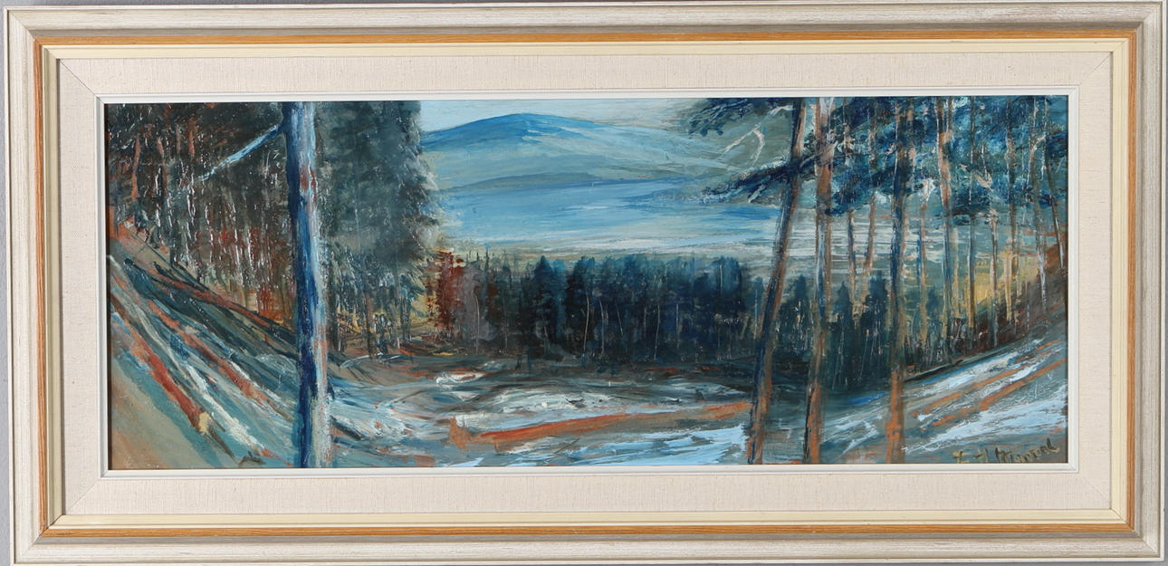 HELMUT MANTEL. Lanskapsmotiv, olja på pannå, signerad.