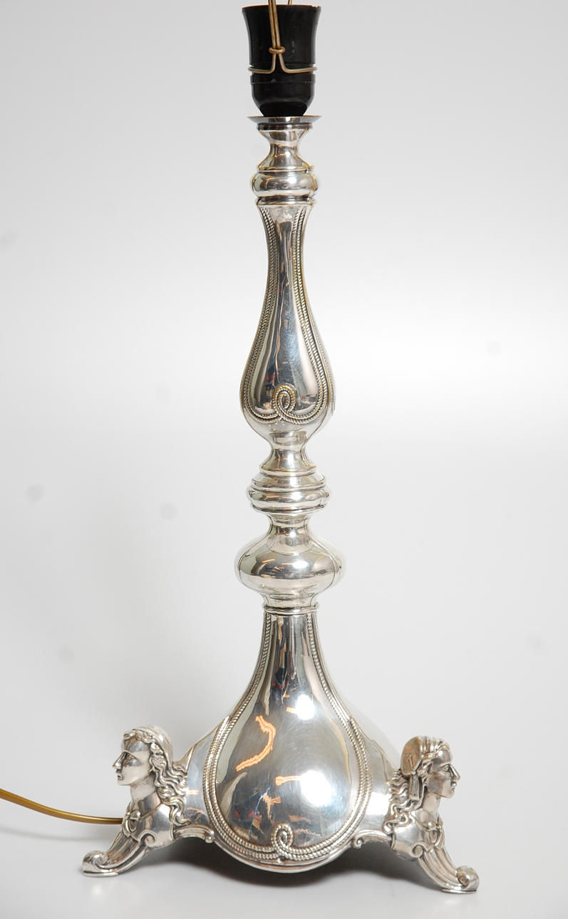 BORDSLAMPA, nysilver, 1900-talets början.