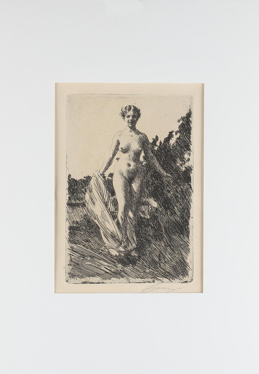 ANDERS ZORN. "Sommar", etsning, 1907, signerad med blyerts.