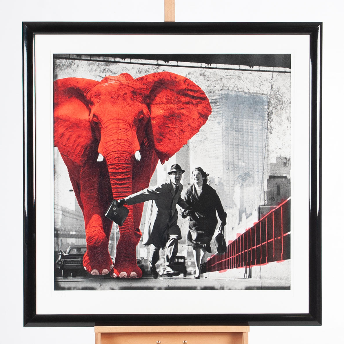 LARS TUNEBO. Mixed media, “Red elephant”, signed.