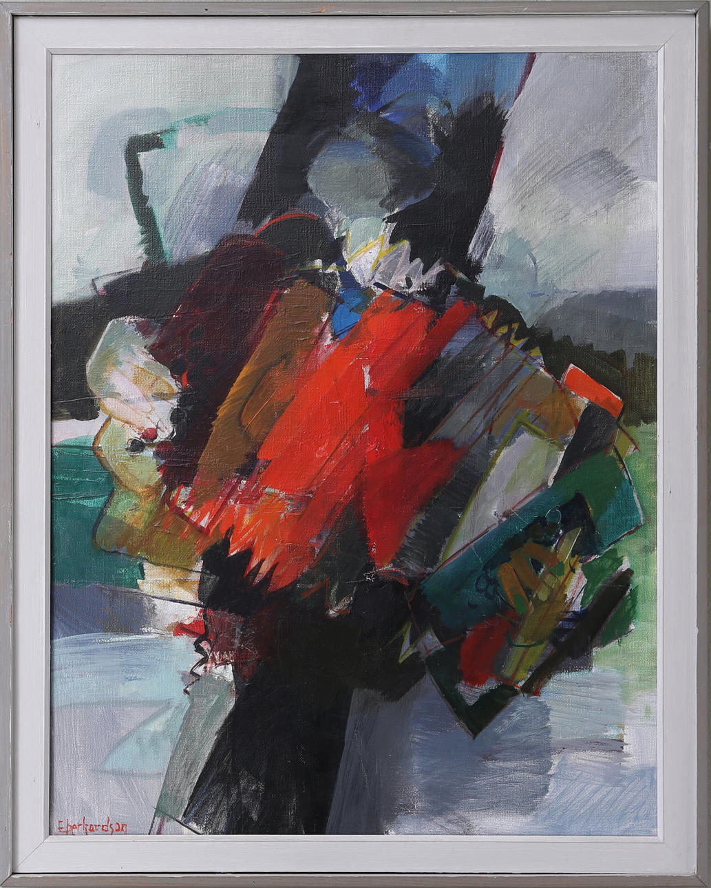 EBBE EBERHARDSON. Komposition, olja på duk, signerad.