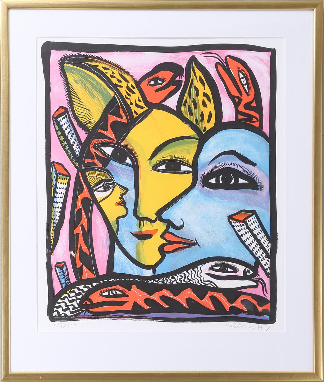 ULRICA HYDMAN VALLIEN. Ansikten, färglitografi, numrerad 143/200, signerad.