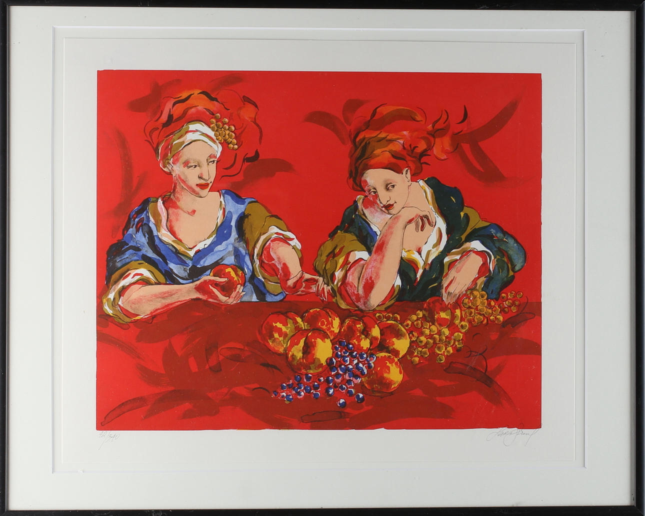 LARA SIMONOF. Medelhavsfrukter, färglitografi, signerad samt numrerad 82/340.