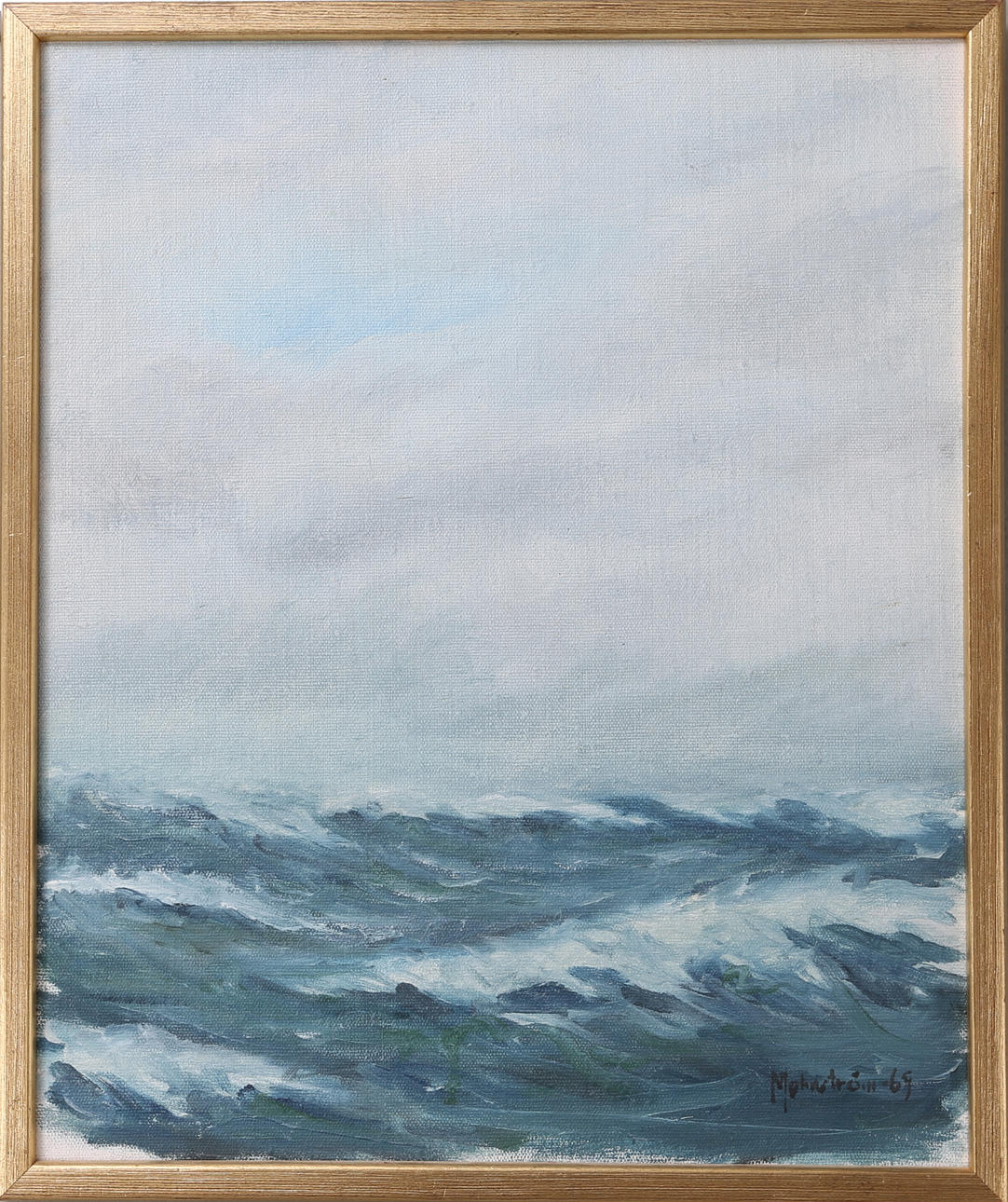 OIDENTIFIERAD KONSTNÄR. "Nordsjön", olja på duk, signerad Malmström.