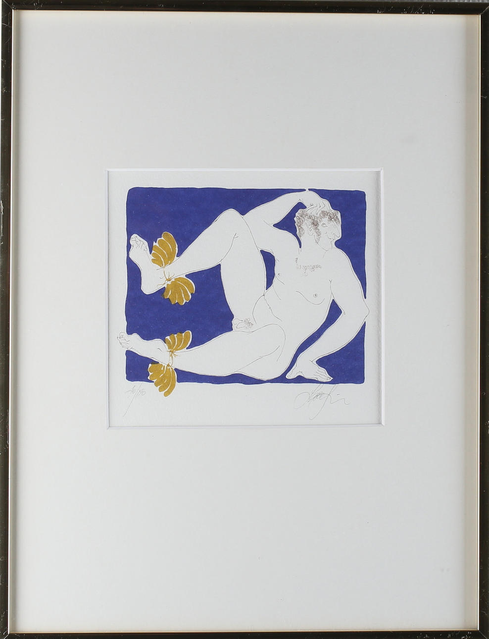 LARA SIMONOF. Hand kolorerade, 2 st, Änglar blå, signerade samt numrerade 18/190, 40/190.