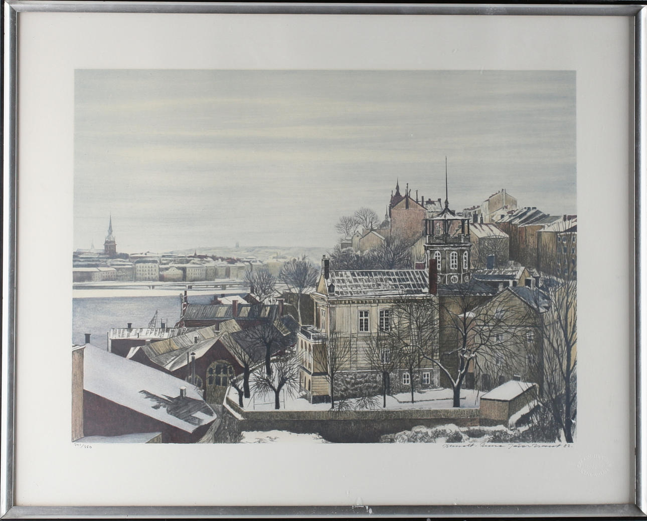 BERNDT-RUNE JÄVERBRANT. Stockholmsvy, Färglitografi, signerad och daterad -82,samt numrerad 341/350.