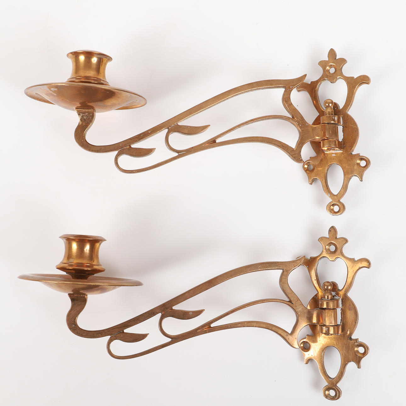 KLAVIERLAMPEN, 1 Paar, Messing, Jugendstil.