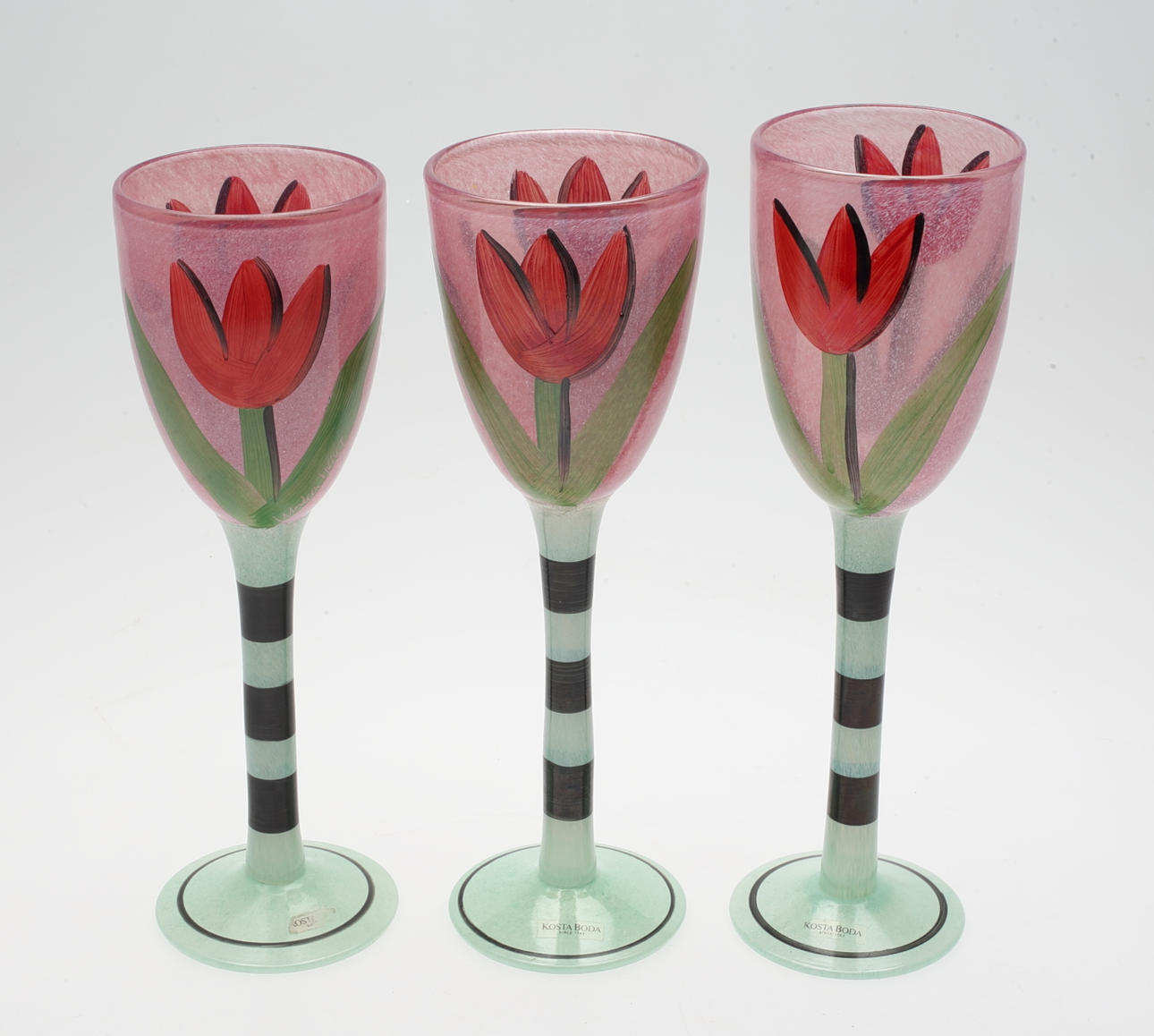 VINGLAS, 3 st, Tulipa, Ulrica Hydman Vallien, Kosta Boda.