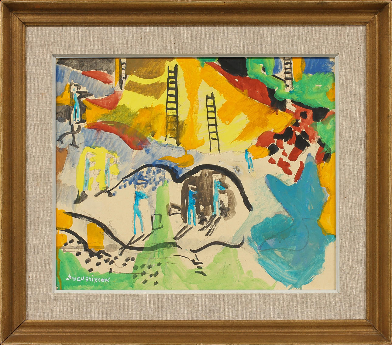 SVEN X:ET ERIXSON. Stenbrottet i Söndrum. Olja/blandteknik på papper uppklistrat på pannå, signerad.