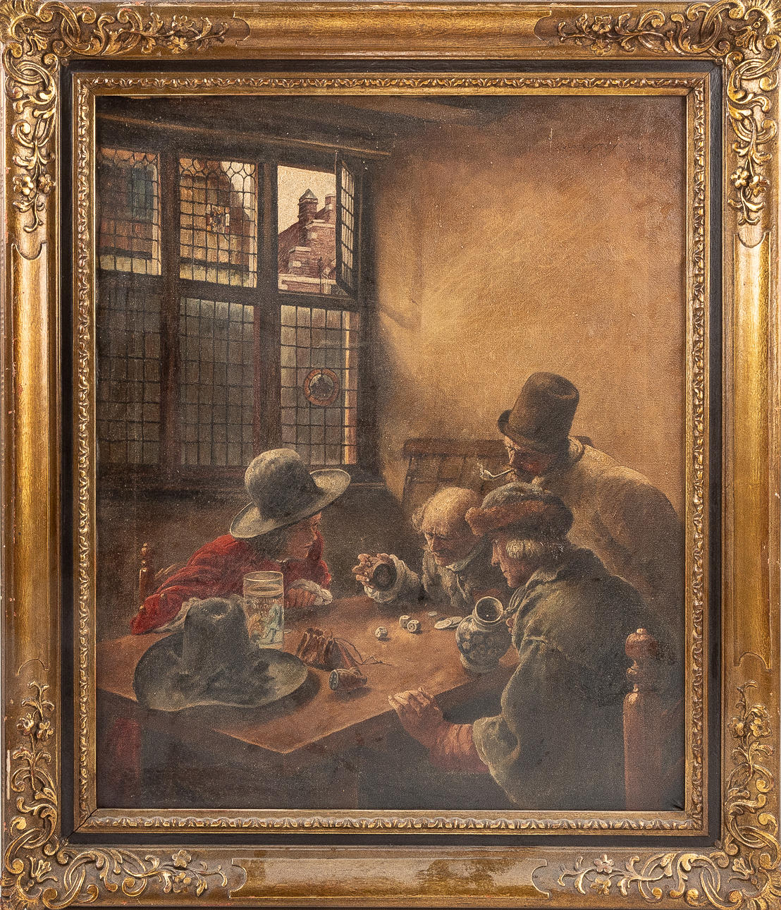 OIDENTIFIERAD KONSTNÄR. Interiör, kopia efter äldre förlaga, olja på duk.