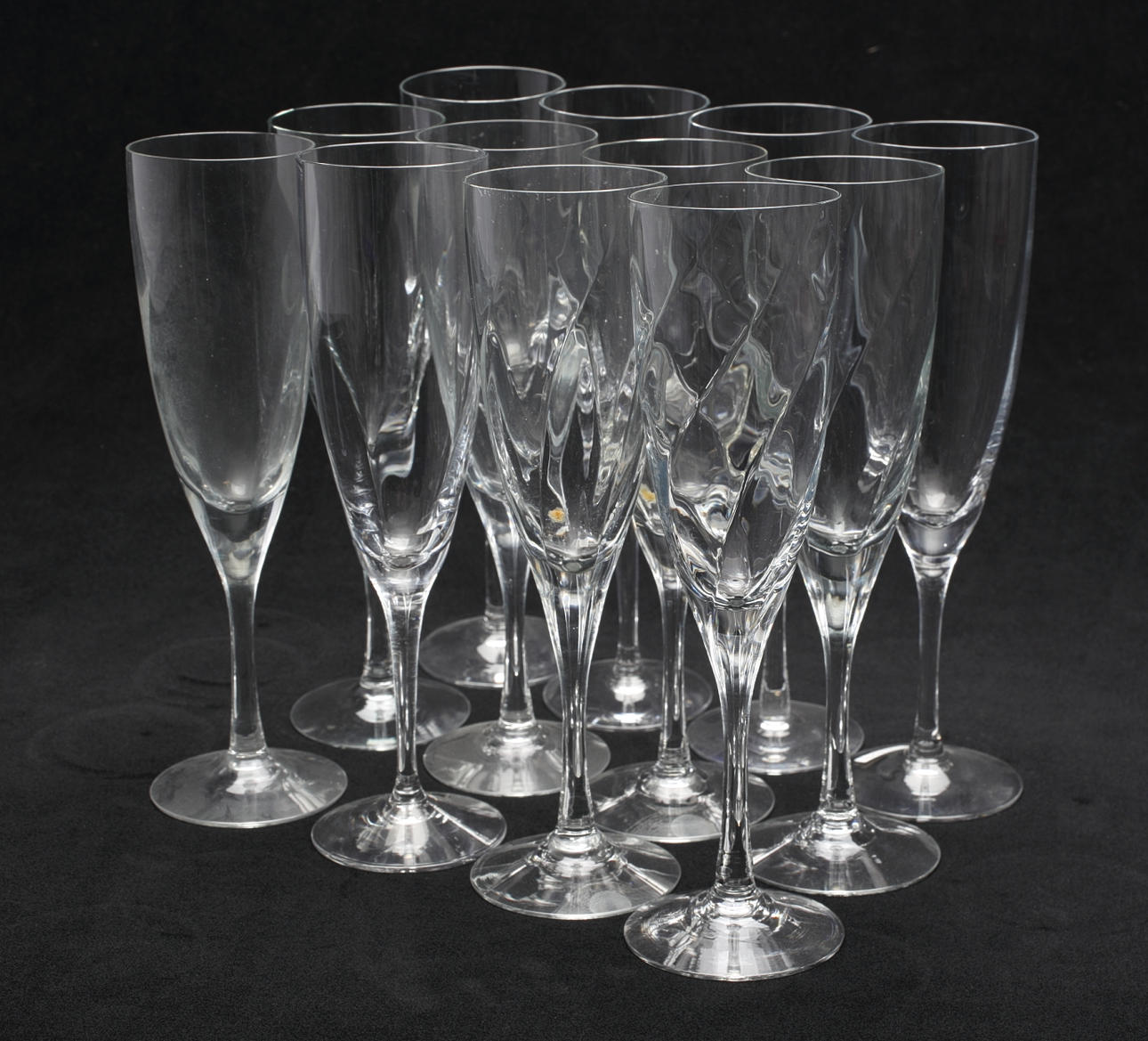 CHAMPAGNEGLAS, 12 st, "Chateau", Bertil Vallien för Kosta-Boda, 1900-talets senare del.