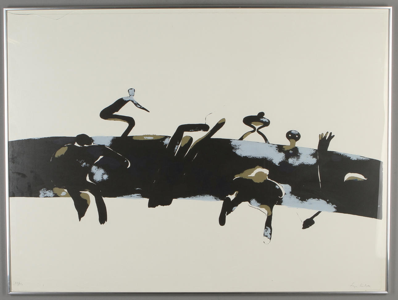 LAGE LINDELL. Komposition med figurer, färglitografi, signerad och numrerad 48/92.