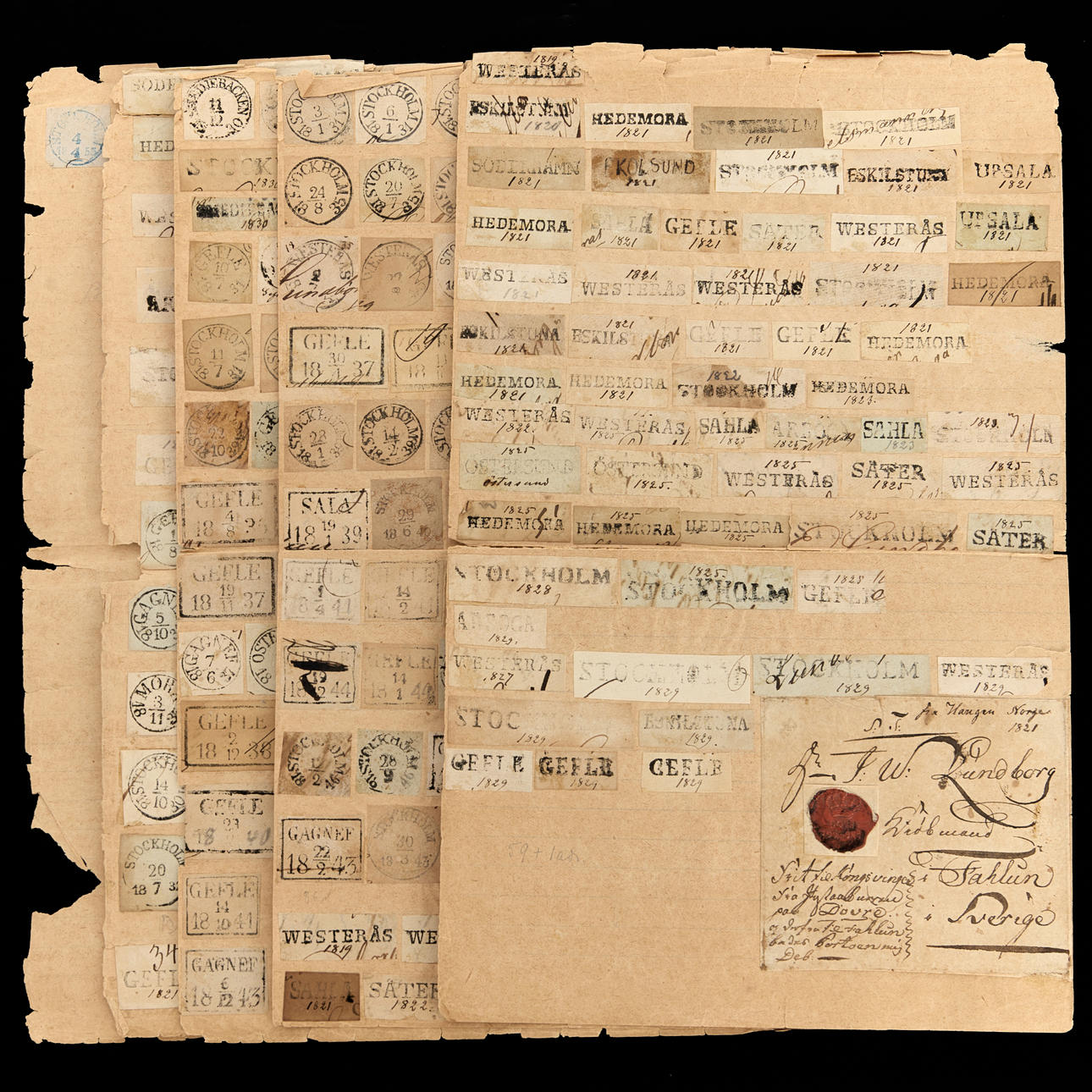 FÖRFILATELI. Svenska poststämplar ca 1820-55.