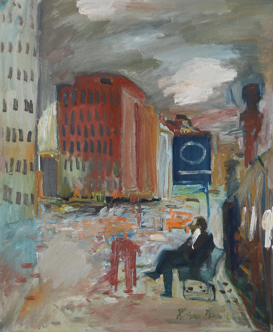 LARS HERDER. Stop in Helsingborg, oil on canvas, signed.