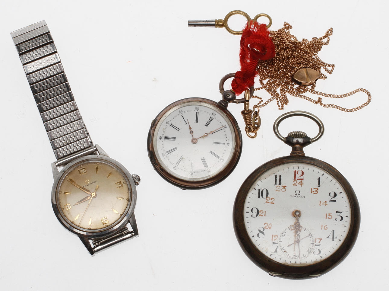 ARMBANDUR, Eterna-matic, FICKUR, Omega, silver, FICKUR, silver. FICKURSKEDJA, gulmetall.