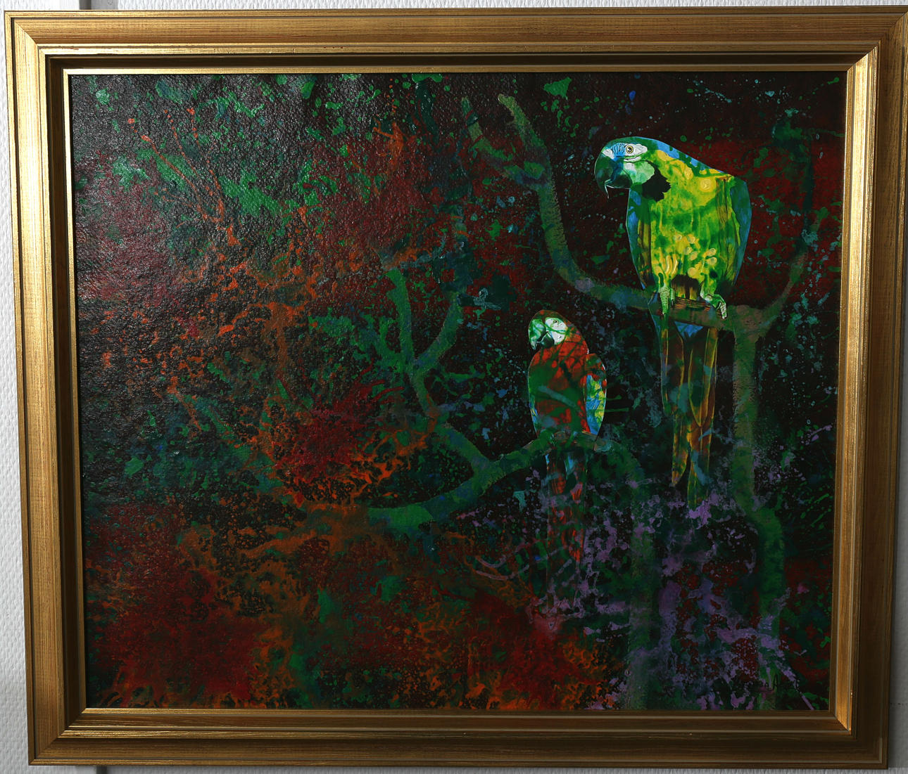 BENNO ARZT. Akryl och collage på duk, uppklistrad på pannå, "Aror i trädet", signerad.