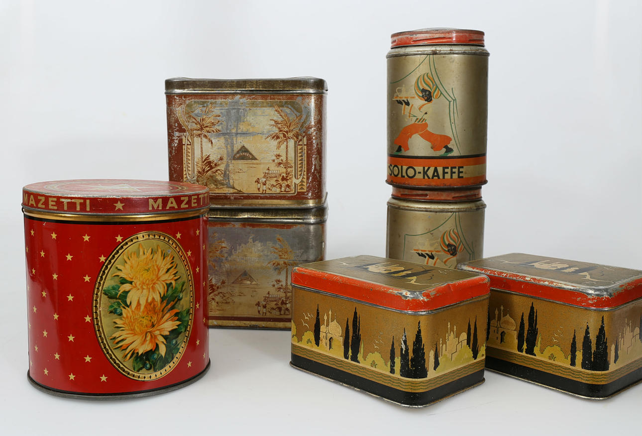 PLÅTBURKAR, 7 stycken, bland annat Mazetti, 1900-tal.