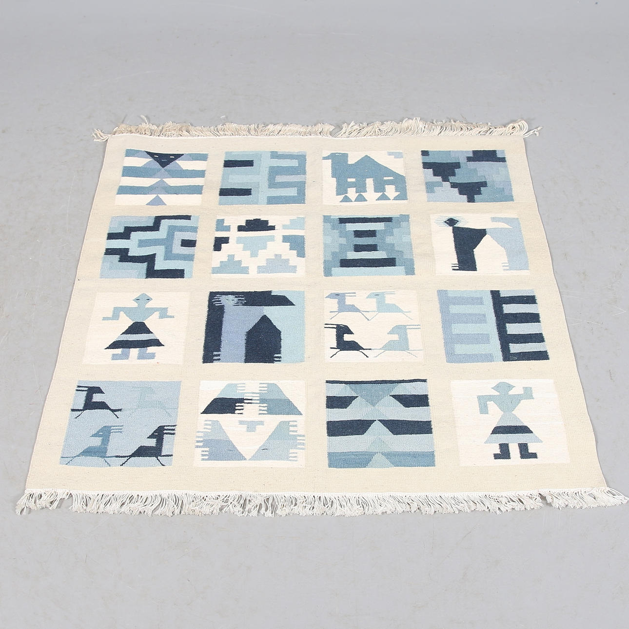 VÄVNAD, ull, Tunisien, 1975-tal. 100 x 100 cm.