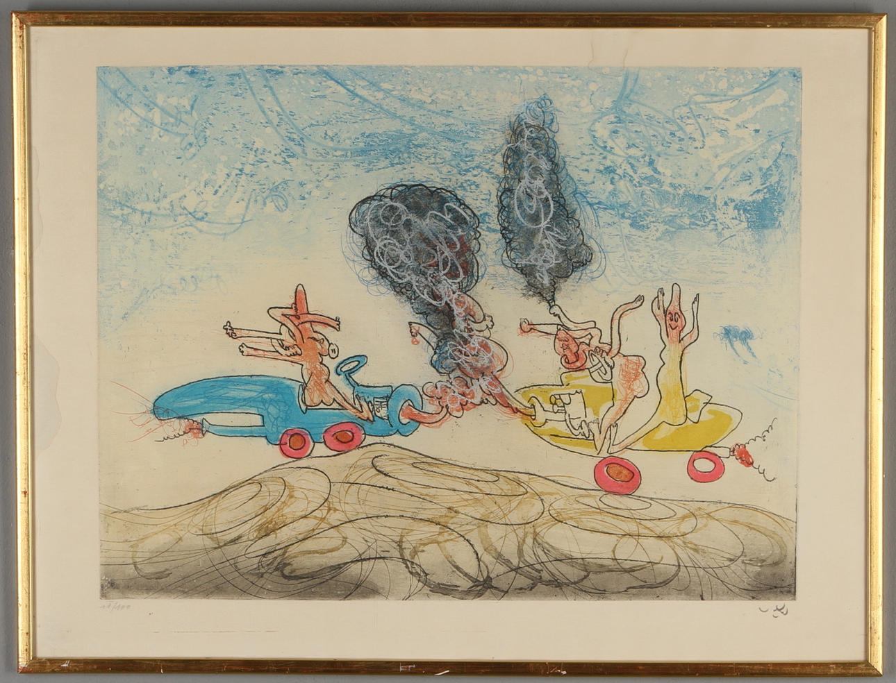 ROBERTO MATTA. Komposition, färgetsning, signerad samt numrerad 11/100.