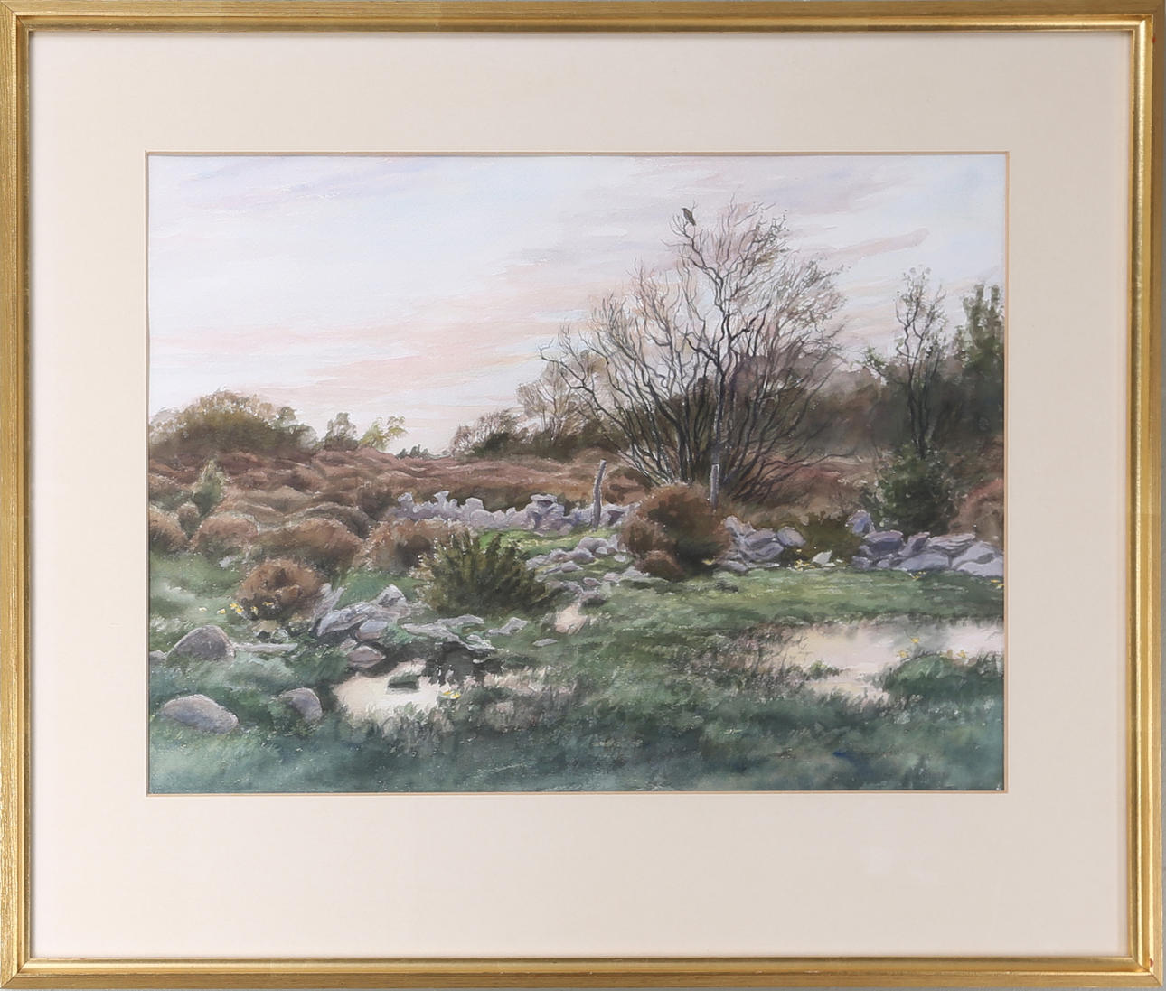 GÖRAN PETERSSON. "Vårkväll, Kalkstad", akvarell, signerad och daterad -79, (=1979).