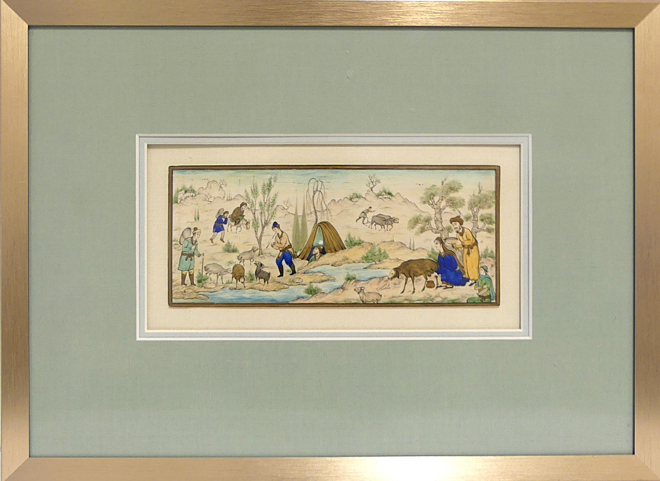 ORIENTALISK MÅLNING PÅ BEN, ca 18-1900-tal.