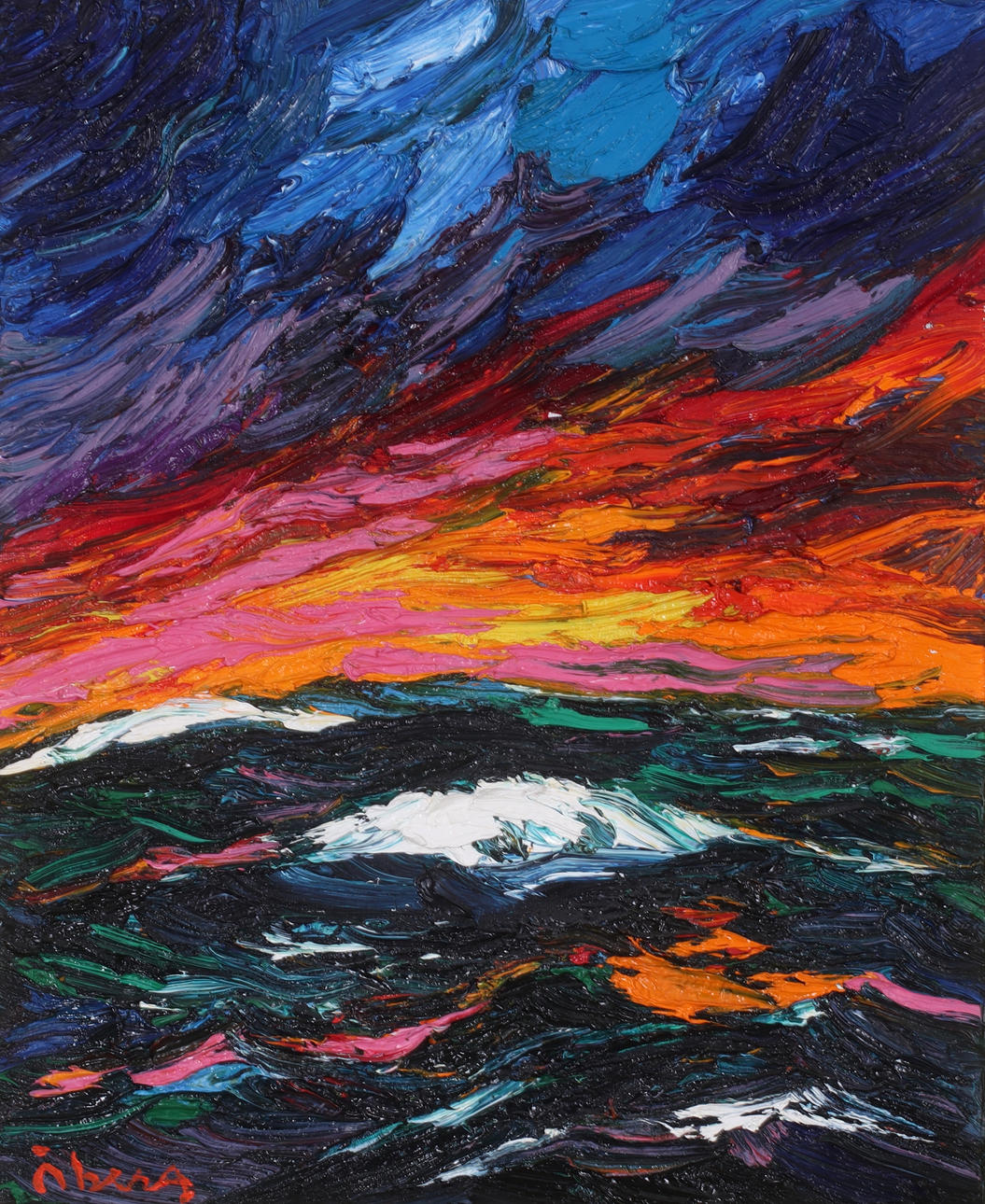 BENGT ÅBERG. “Sunset”, oil on canvas, signed.