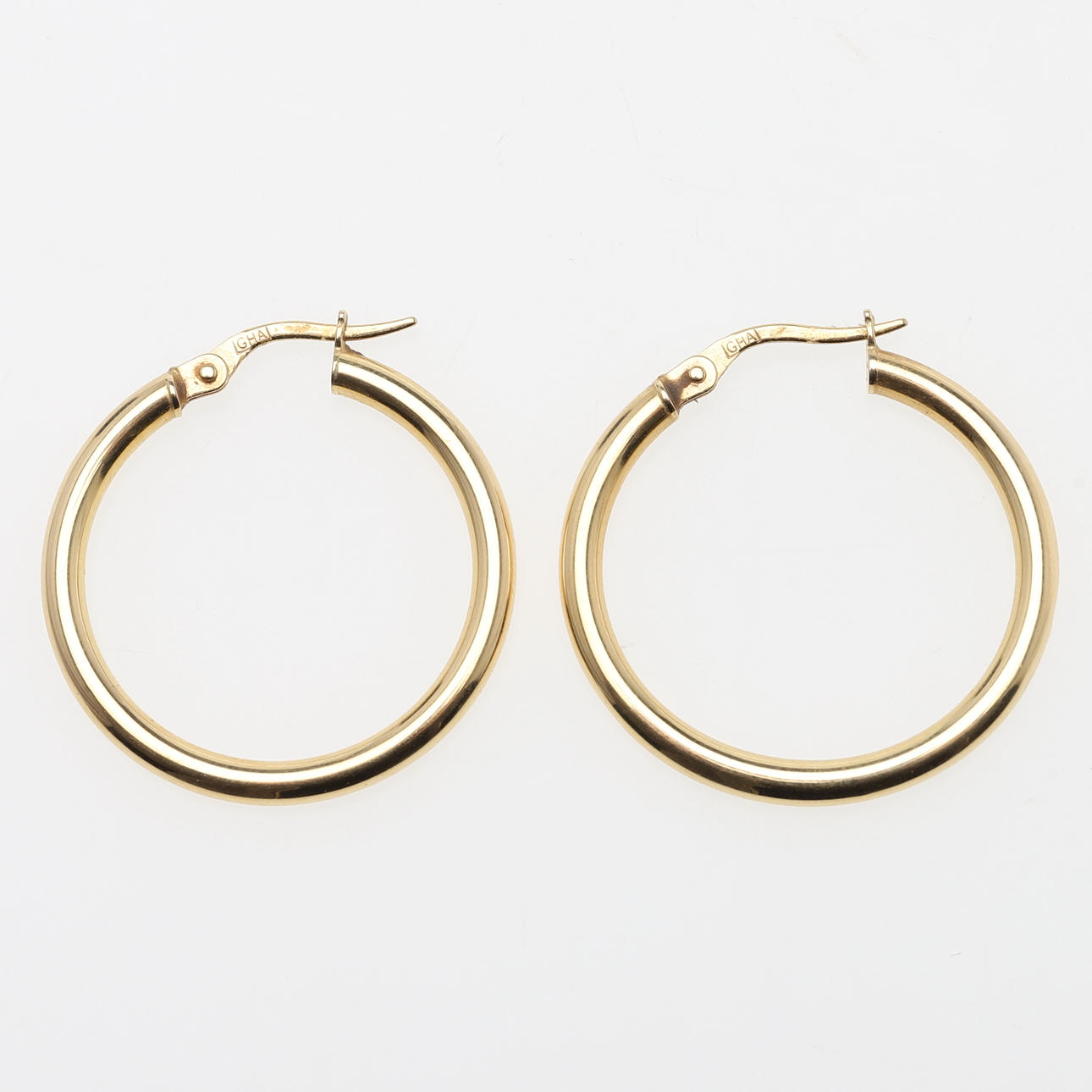 ØRERINGE, 18K guld, bøjler, GHA.