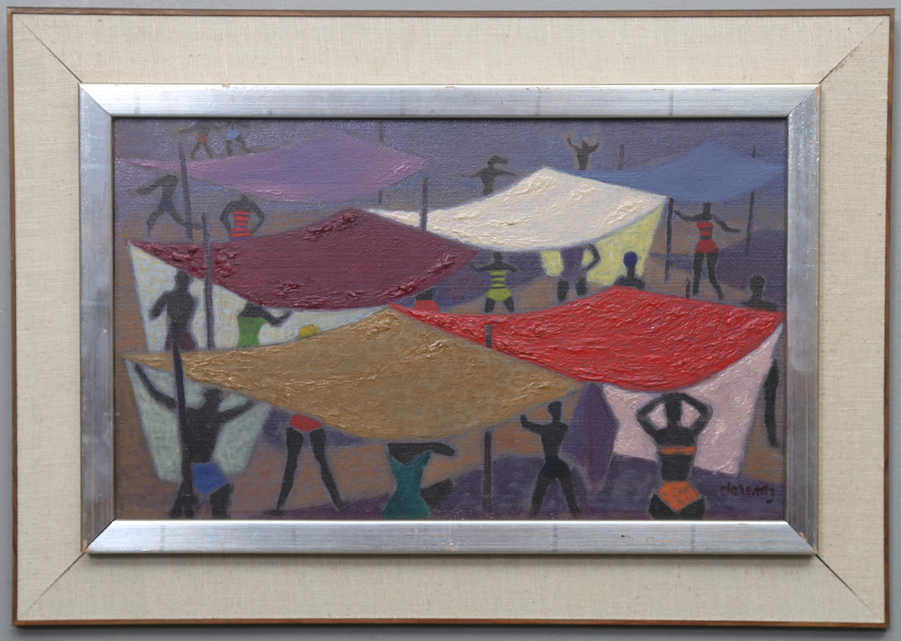 WALDEMAR LORENTZON. "La Playa". Olja på pannå, signerad och daterad a tergo Benidorm 1963.