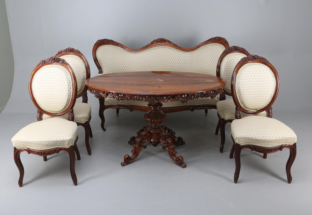 SALONGSGRUPP,6 delar,nyrokoko,1880-tal.