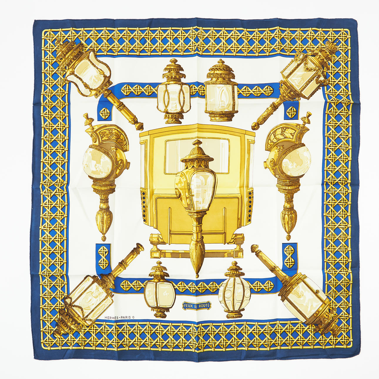 HERMÈS, scarf. “Feu de Route”.