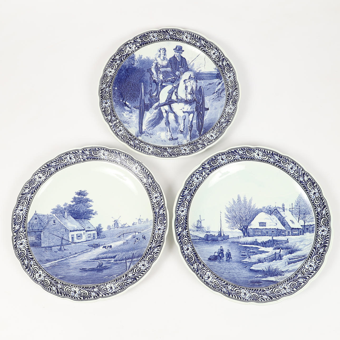 PRAKTFAT, 3 stycken, porslin, Delft.