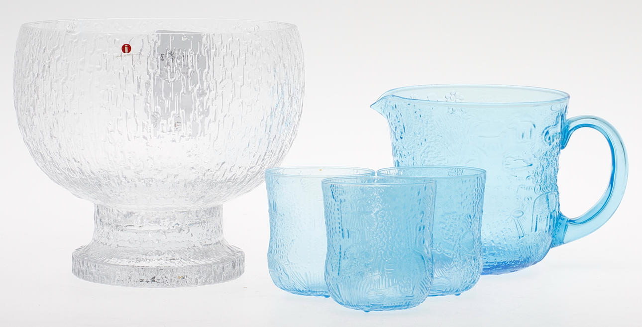 GLASFÖREMÅL, 5 delar, Iittala och Nuutajärvi.