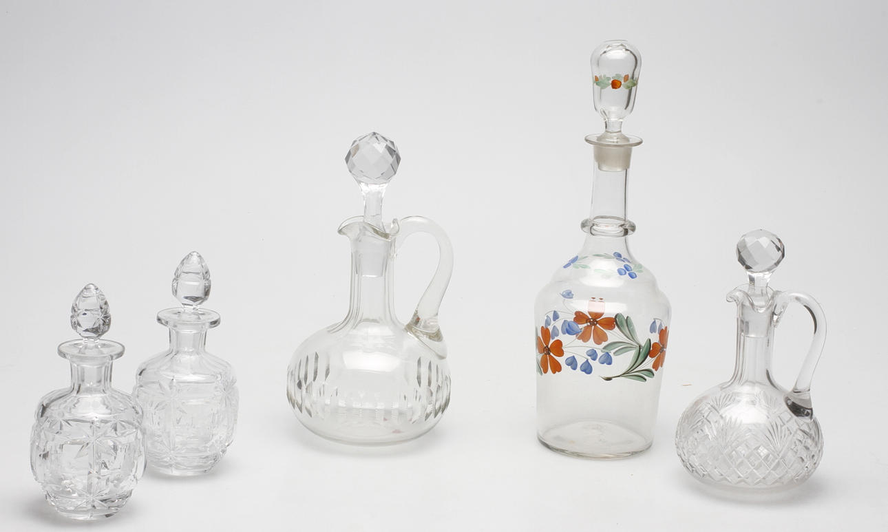KARAFFER, 5 st, glas, 1900-tal.