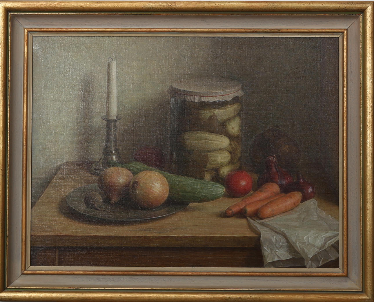 CARL LJUNGBERG. Stilleben, olja på duk, signerad.