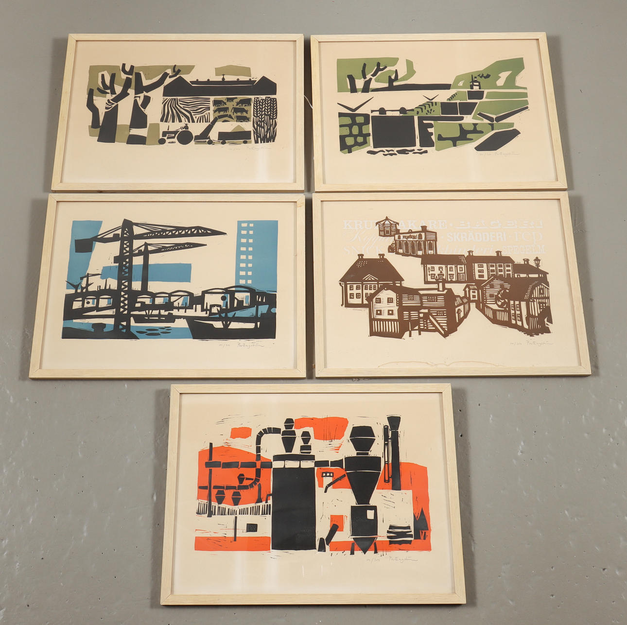 PER ENGSTRÖM. 5 stycken tryck, signerade och numrerade.