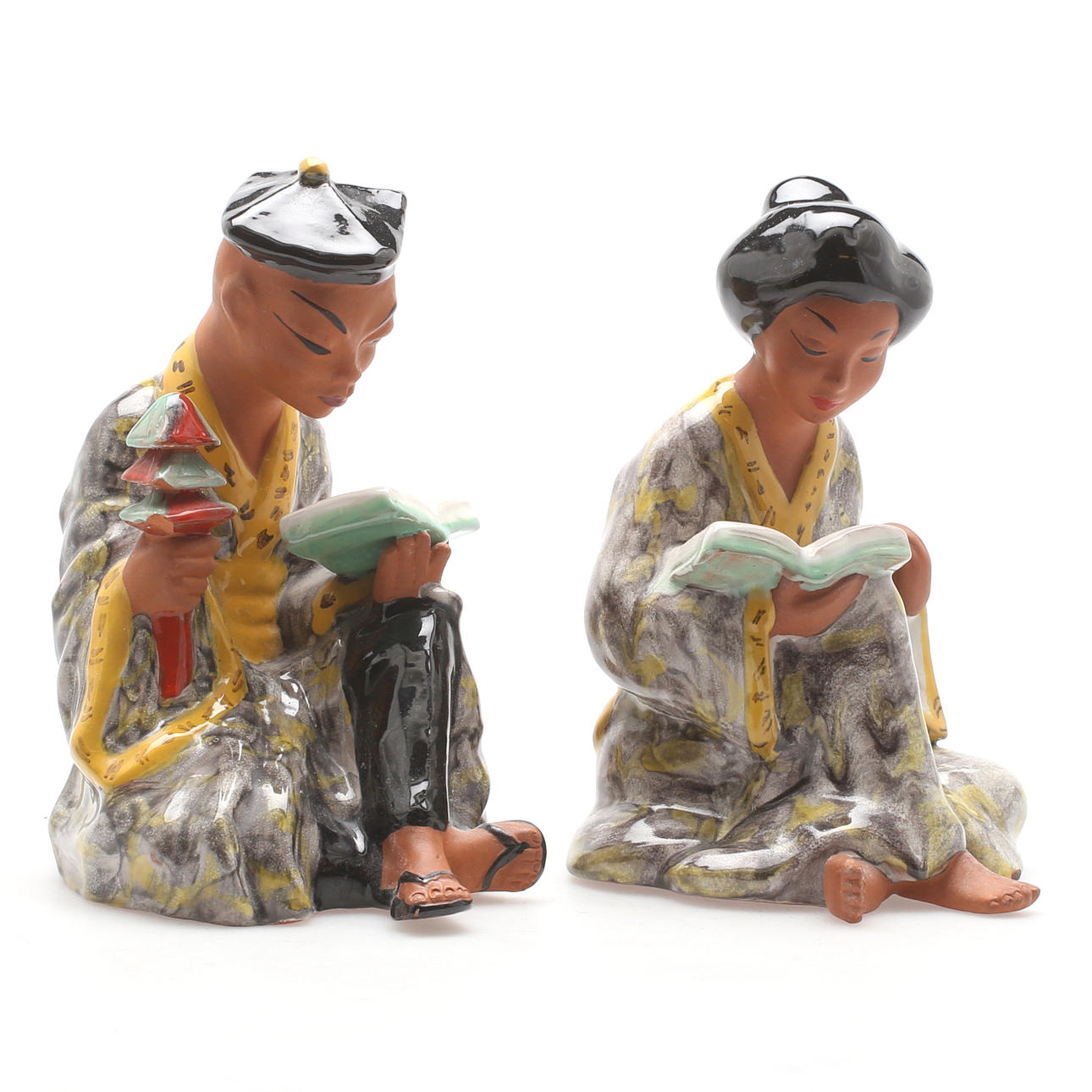 KERAMIKFIGURINER, 2 st, Carli Bauer, Österrike, 1900-talets mitt.